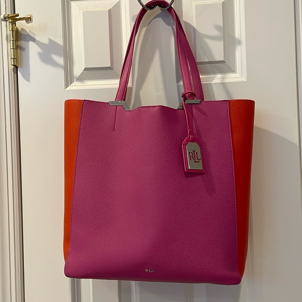 NWOT Ralph Lauren pink and orange tote bag